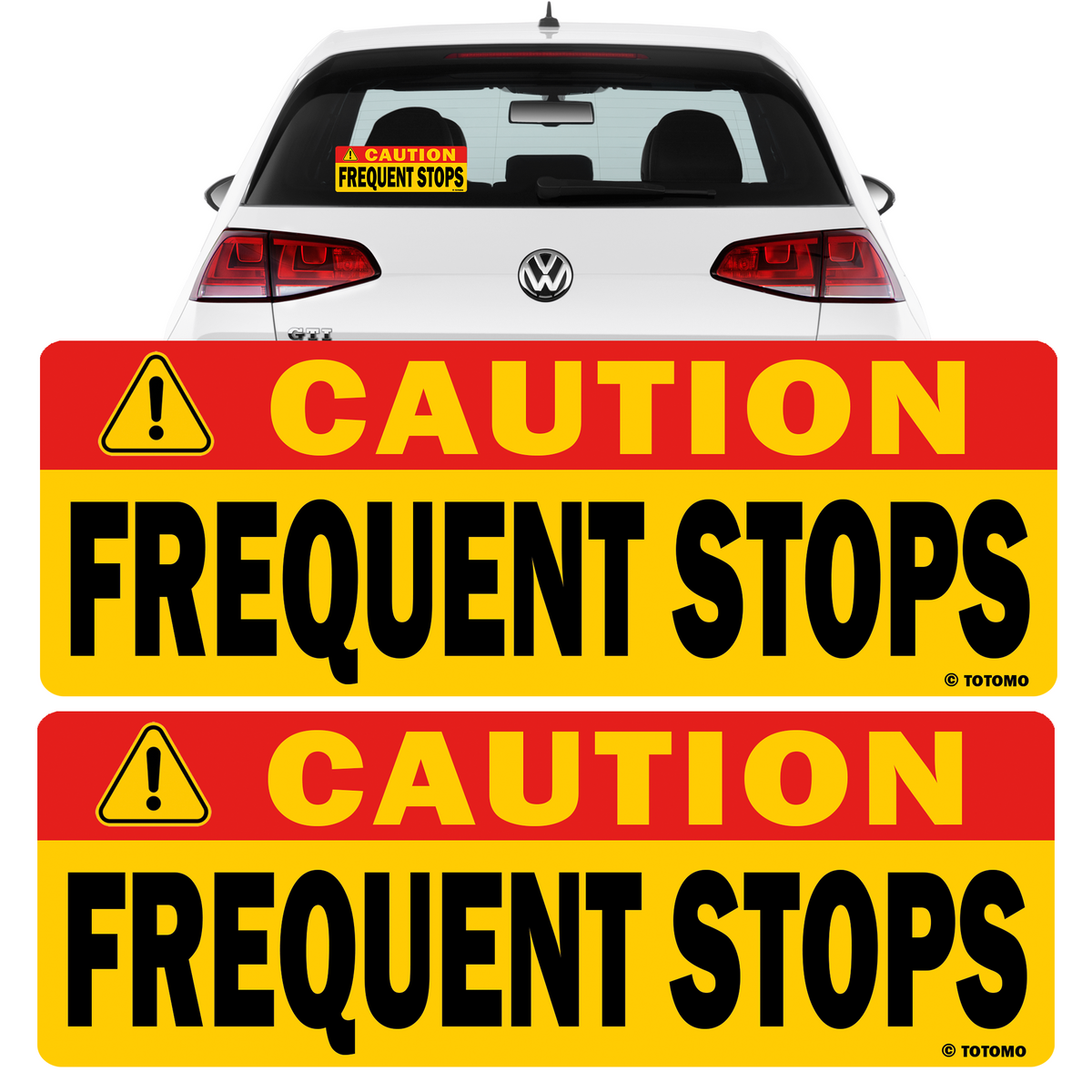 Caution Frequent Stops Reflective Vehicle Signs, Red
