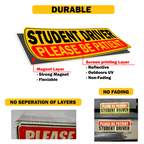 Reflective Student Driver Magnets, 10 x 3.5 Inches, 2-Pack