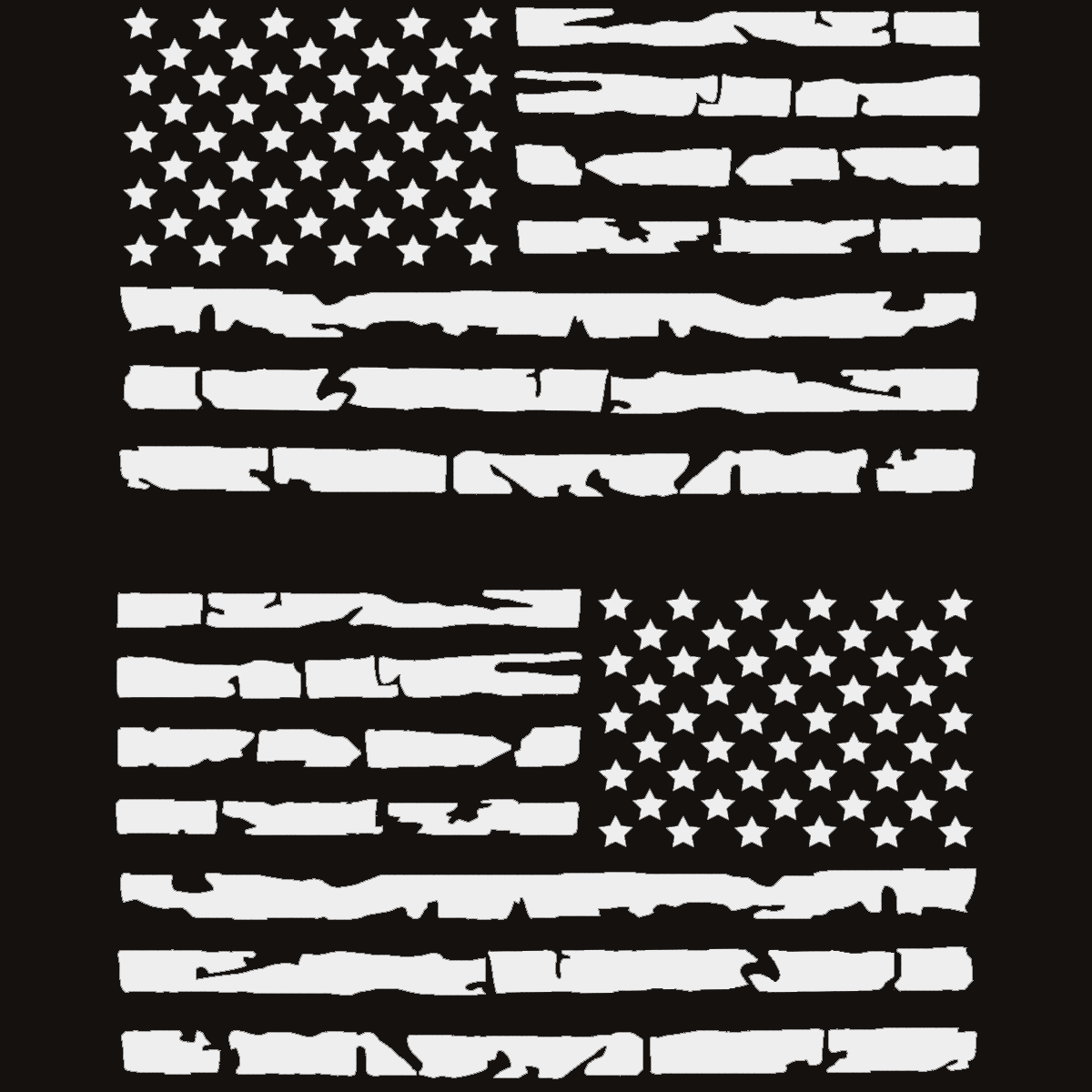 Tattered American Flag Vinyl Decals, White, 2-Pack