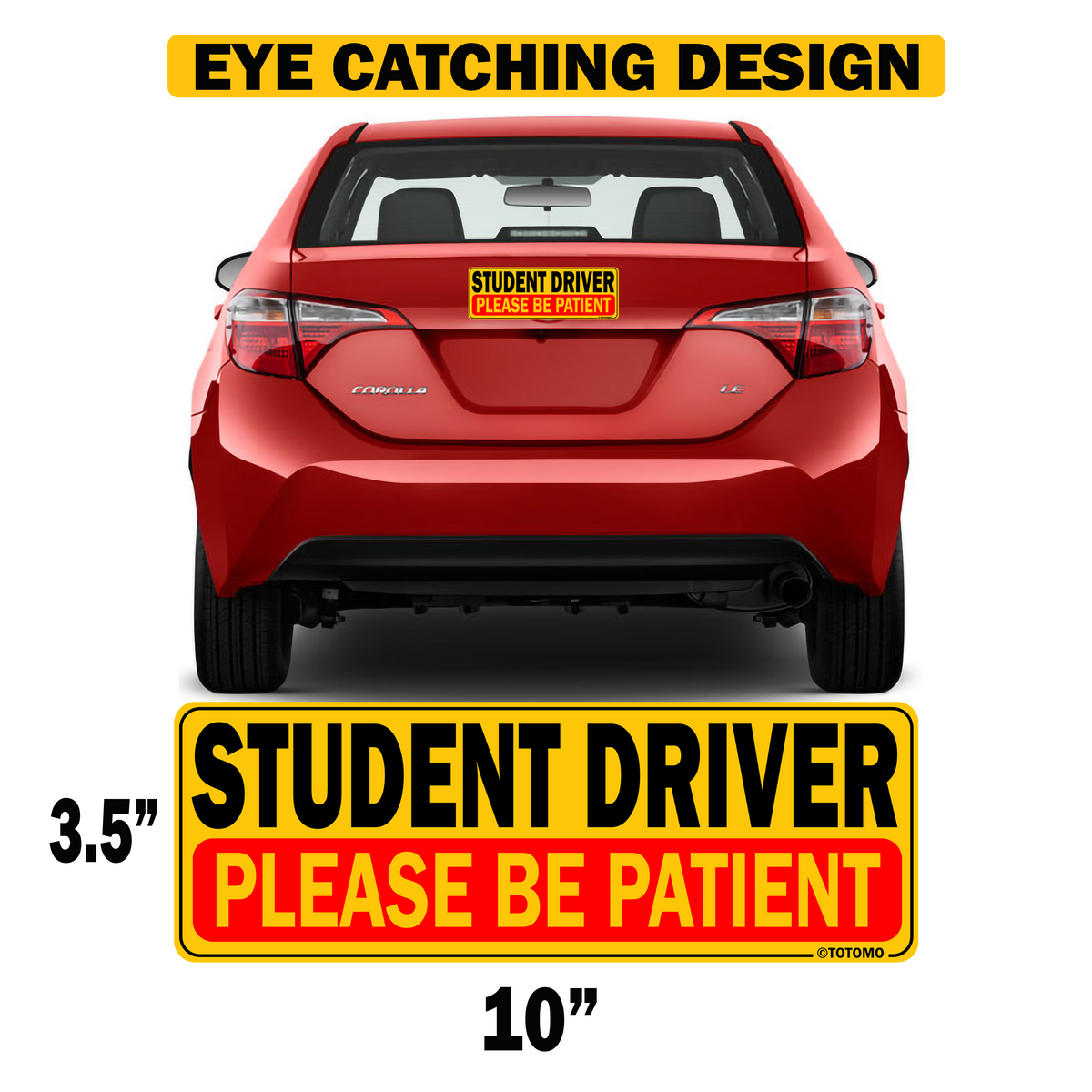 Reflective Student Driver Magnets, 10 x 3.5 Inches, 2-Pack