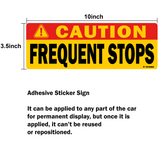 2pc Red Caution Frequent Stops Magnet & Sticker 10"X3.5" Highly Reflective Car Safety Caution Sign
