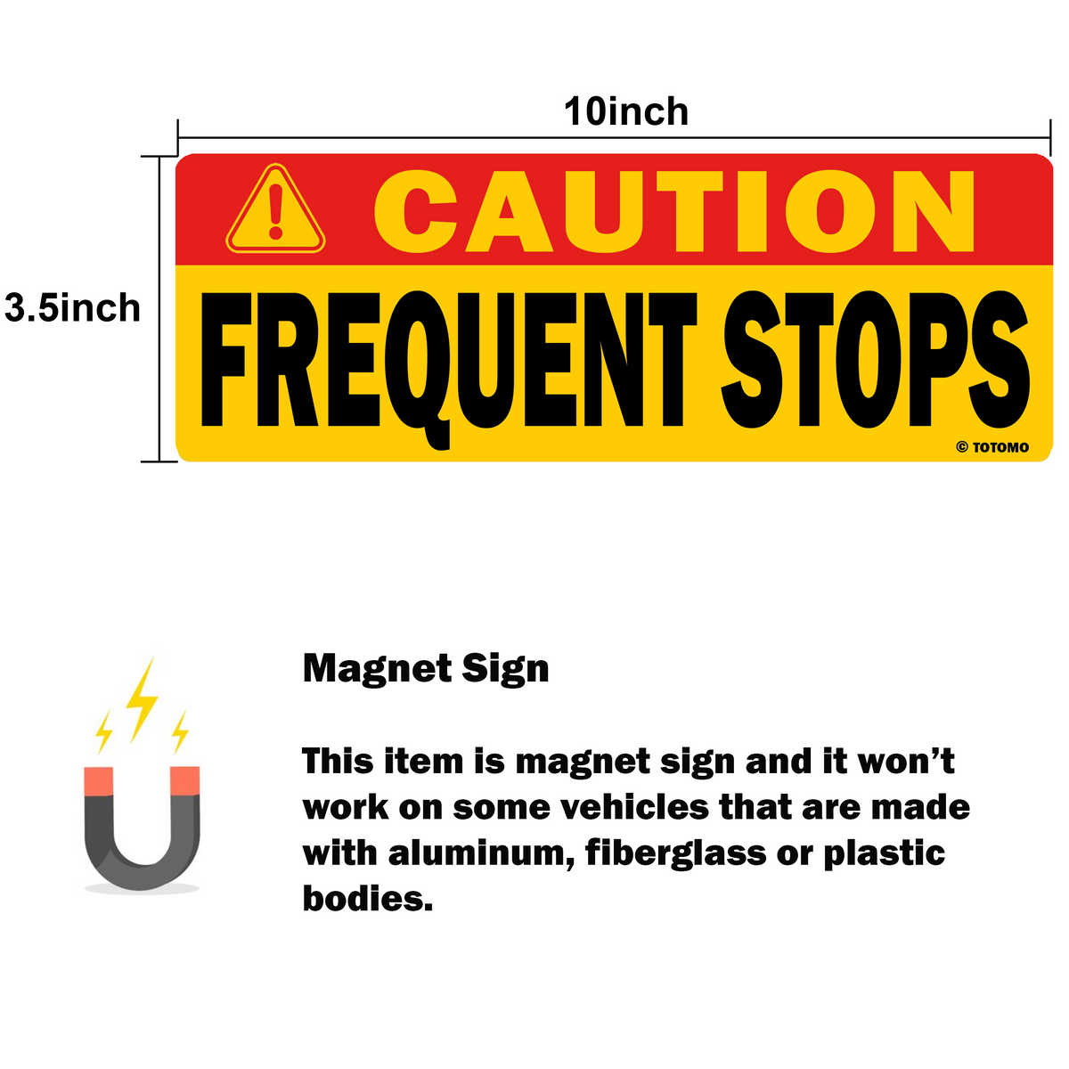 Caution Frequent Stops Reflective Vehicle Signs, Red
