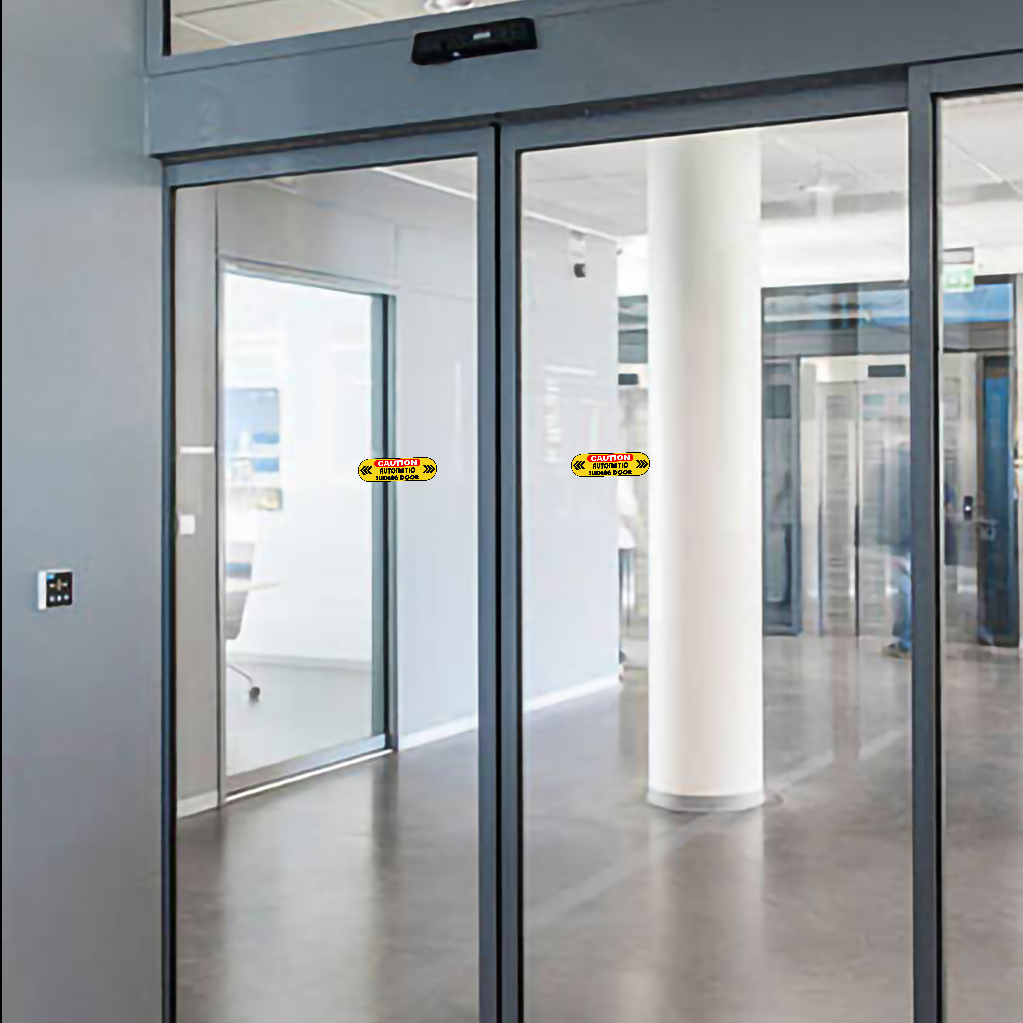 Caution Automatic Sliding Door Stickers, Double-Sided, 8-Pack