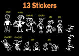 13 Stick Figures Collection #2 Value Package  My Family Car Window Decal Stickers