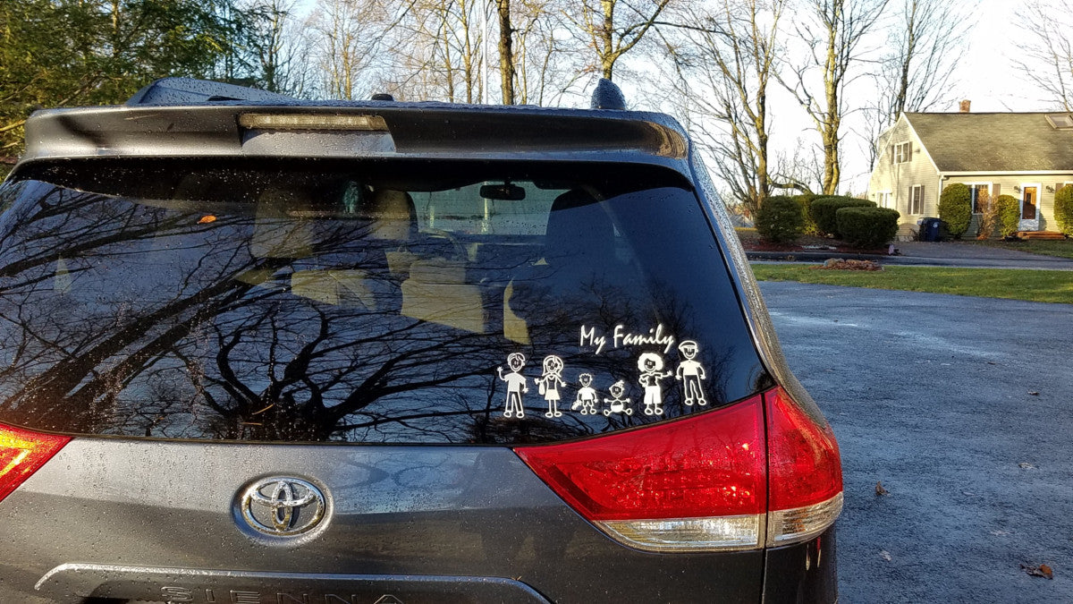 Stick Figure Family Car Window Decals, 13-Piece Style 1