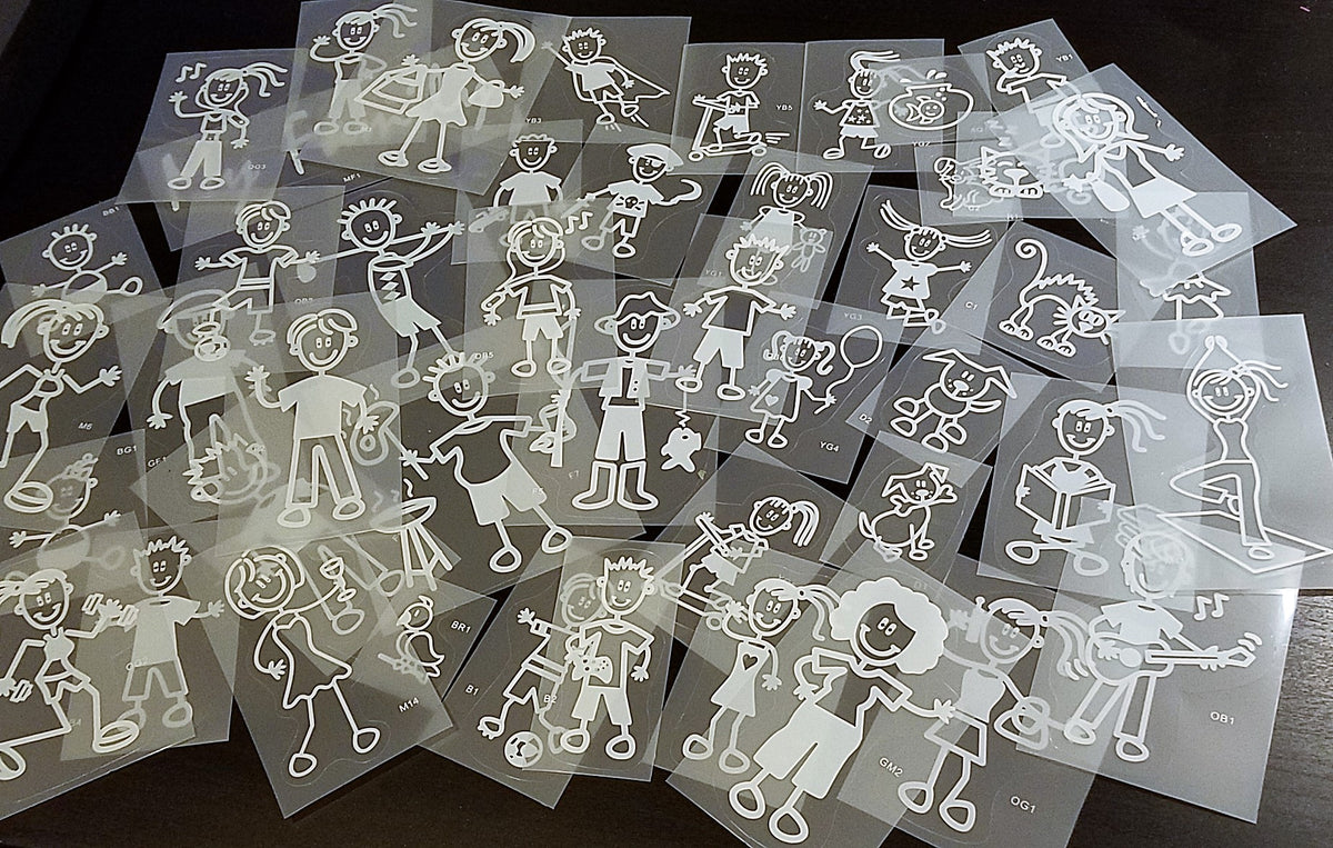 TOTOMO individually cut family and pet decals on clear backing sheets