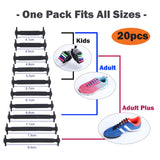 TOTOMO Unisize(20pc) No-Tie Shoe Laces Elastic Silicone Shoelaces for Kids & Adults