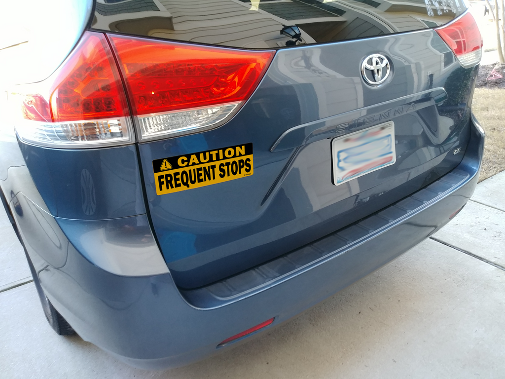 Caution Frequent Stops Reflective Vehicle Signs, Black