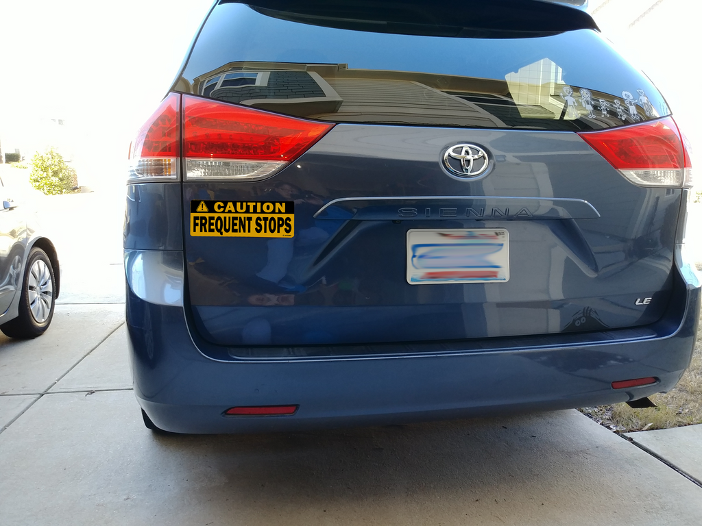 Caution Frequent Stops Reflective Vehicle Signs, Black