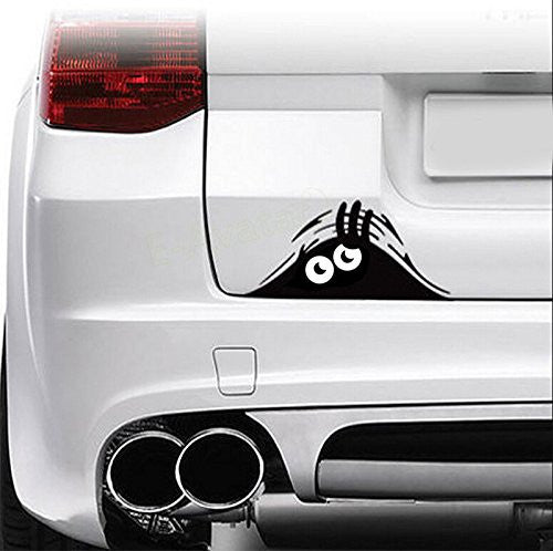 Cute Eyes Peeking Monster Car Decal, Black, 8 × 3.2 Inches