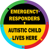 Autistic Child Lives Here Vinyl Sticker - 6" x 6" (Pack of 2) Autism Awareness Safety Decal for Emergency Responders