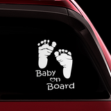 Footprint Baby on Board Sticker - Funny Cute Safety Caution Decal Sign for Cars Windows and Bumpers