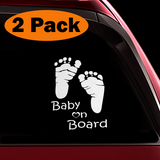 Footprint Baby on Board Sticker - Funny Cute Safety Caution Decal Sign for Cars Windows and Bumpers