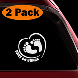 Footprint in Heart Baby on Board Sticker - Funny Cute Safety Caution Decal Sign for Cars Windows and Bumpers