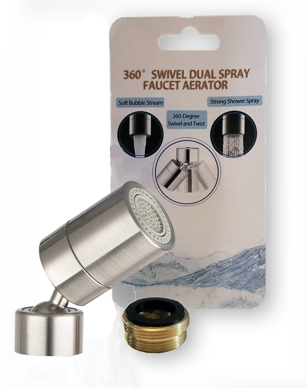 Swivel Faucet Aerator, Brushed Nickel, 85° Angle