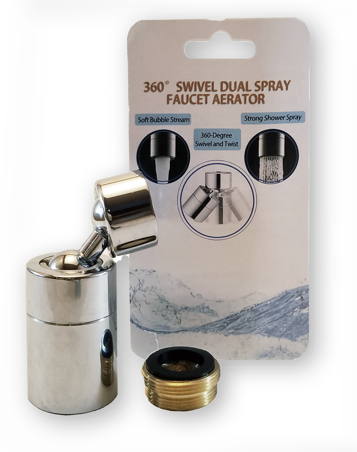 Swivel Faucet Aerator, Chrome, 85° Angle