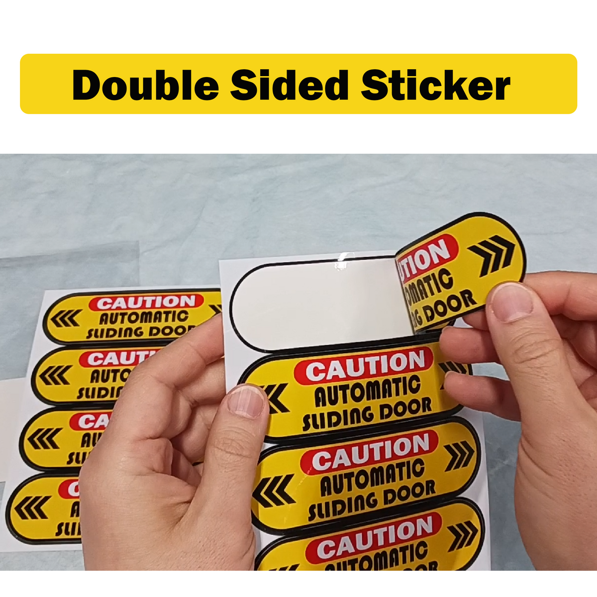 Caution Automatic Sliding Door Stickers, Double-Sided, 8-Pack