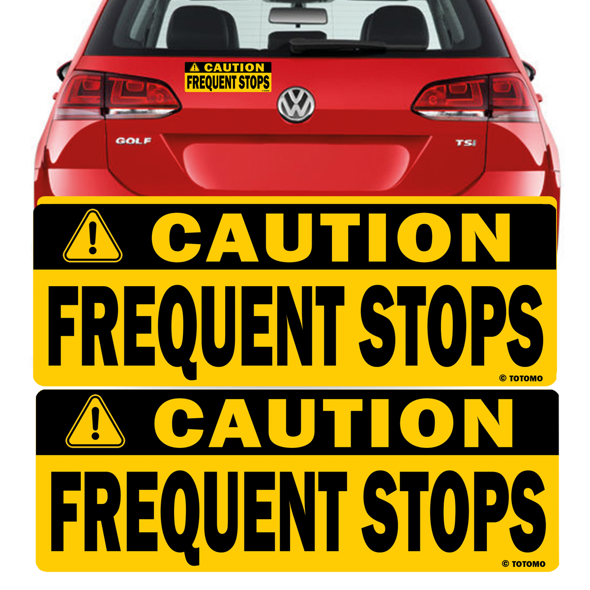 Caution Frequent Stops Reflective Vehicle Signs, Black