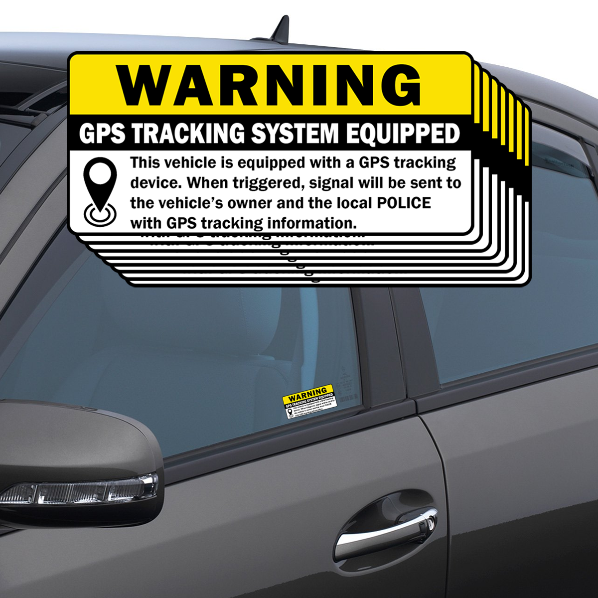 GPS Tracking Warning Stickers, 8-Pack