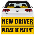 Reflective New Driver and Please Be Patient Car Stickers, 2-Pack