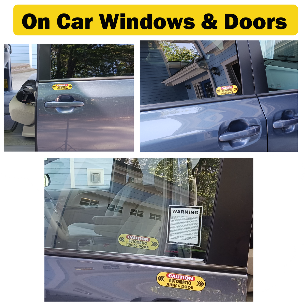 Caution Automatic Sliding Door Stickers, Double-Sided, 8-Pack