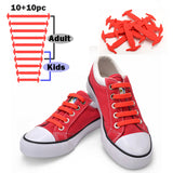 TOTOMO Unisize(20pc) No-Tie Shoe Laces Elastic Silicone Shoelaces for Kids & Adults