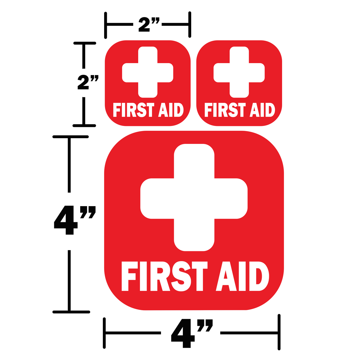 Reflective First Aid Kit Sign Stickers, 12-Pack