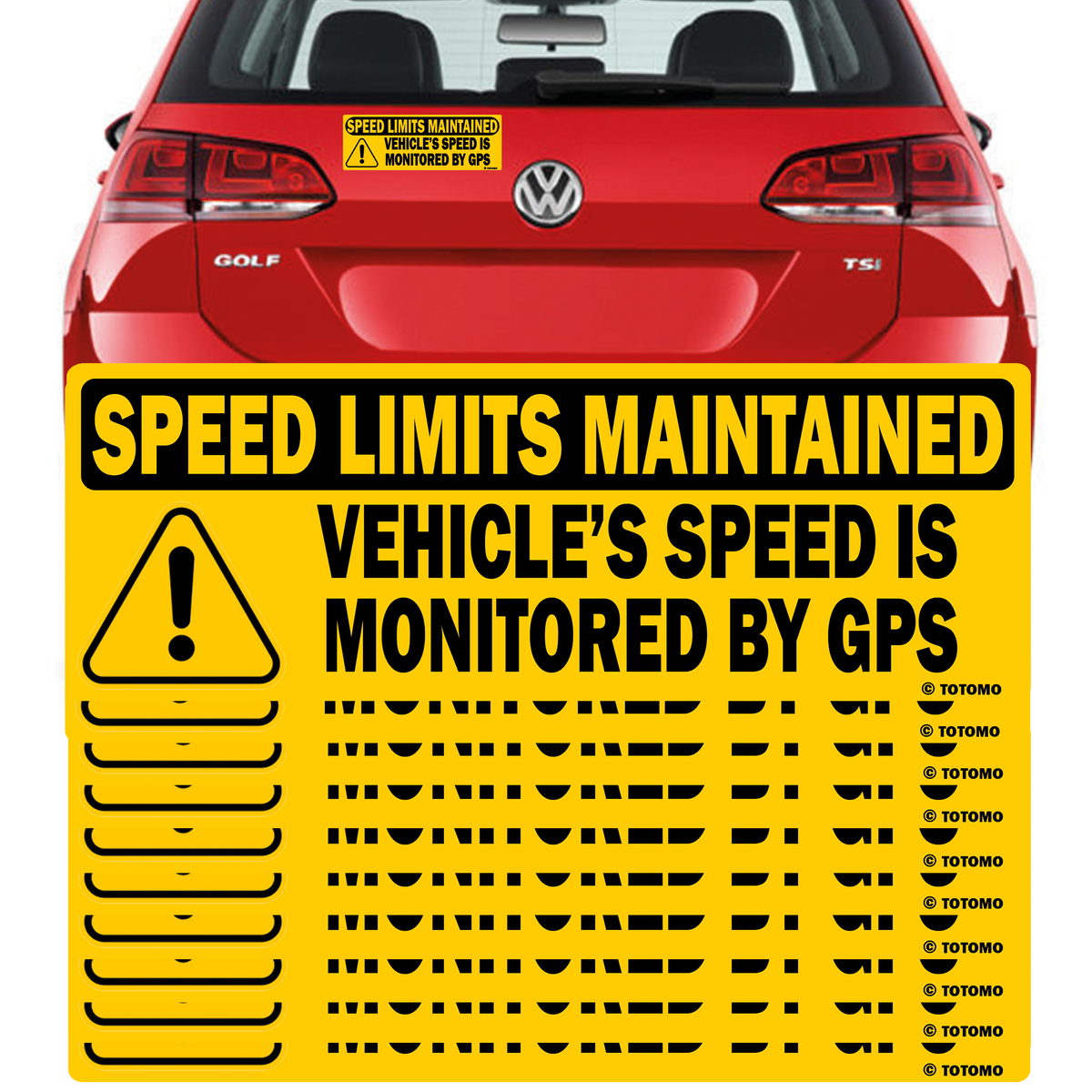 GPS Speed Monitored Reflective Vehicle Signs, Black