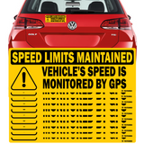 Vehicle Speed is monitored by GPS Speed limits are maintained sticker 10"x3.5" Highly Reflective Car Safety Caution Sign