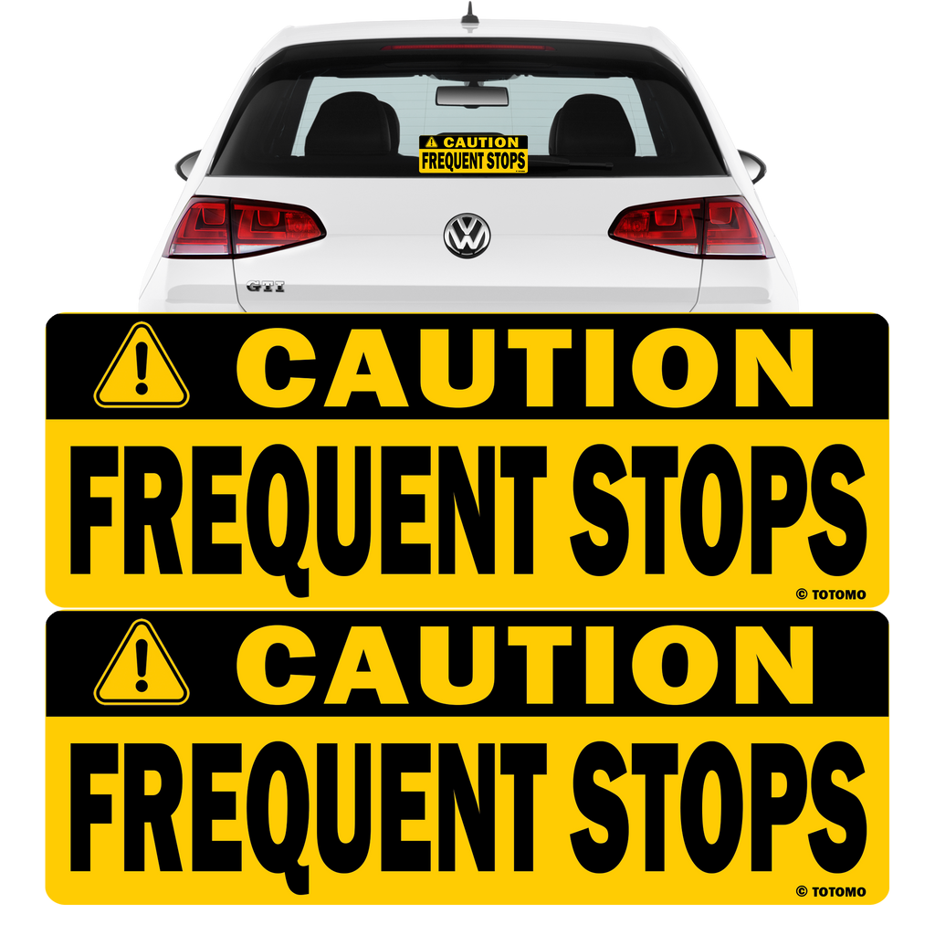 Caution Frequent Stops Reflective Vehicle Signs, Black