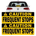 Caution Frequent Stops Reflective Vehicle Signs, Black