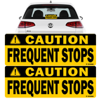 Caution Frequent Stops Reflective Vehicle Signs, Black