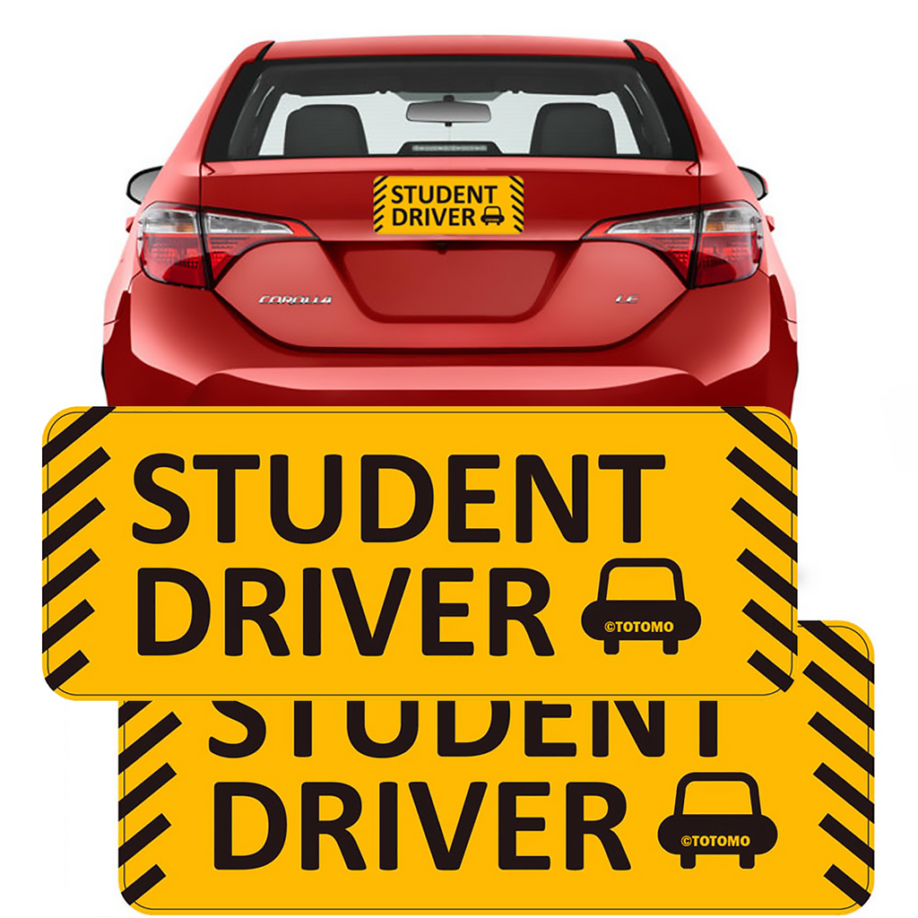 Reflective Student Driver Car Magnets, 10 x 4 Inches, 2-Pack