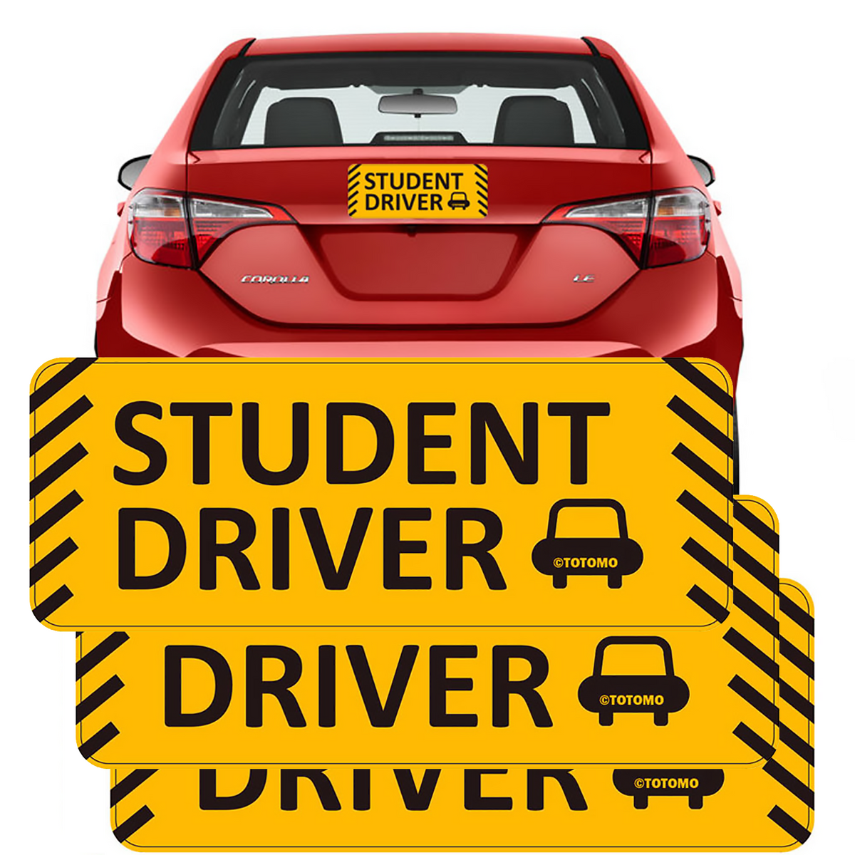 Reflective Student Driver Car Magnets, 10 x 4 Inches, 3-Pack