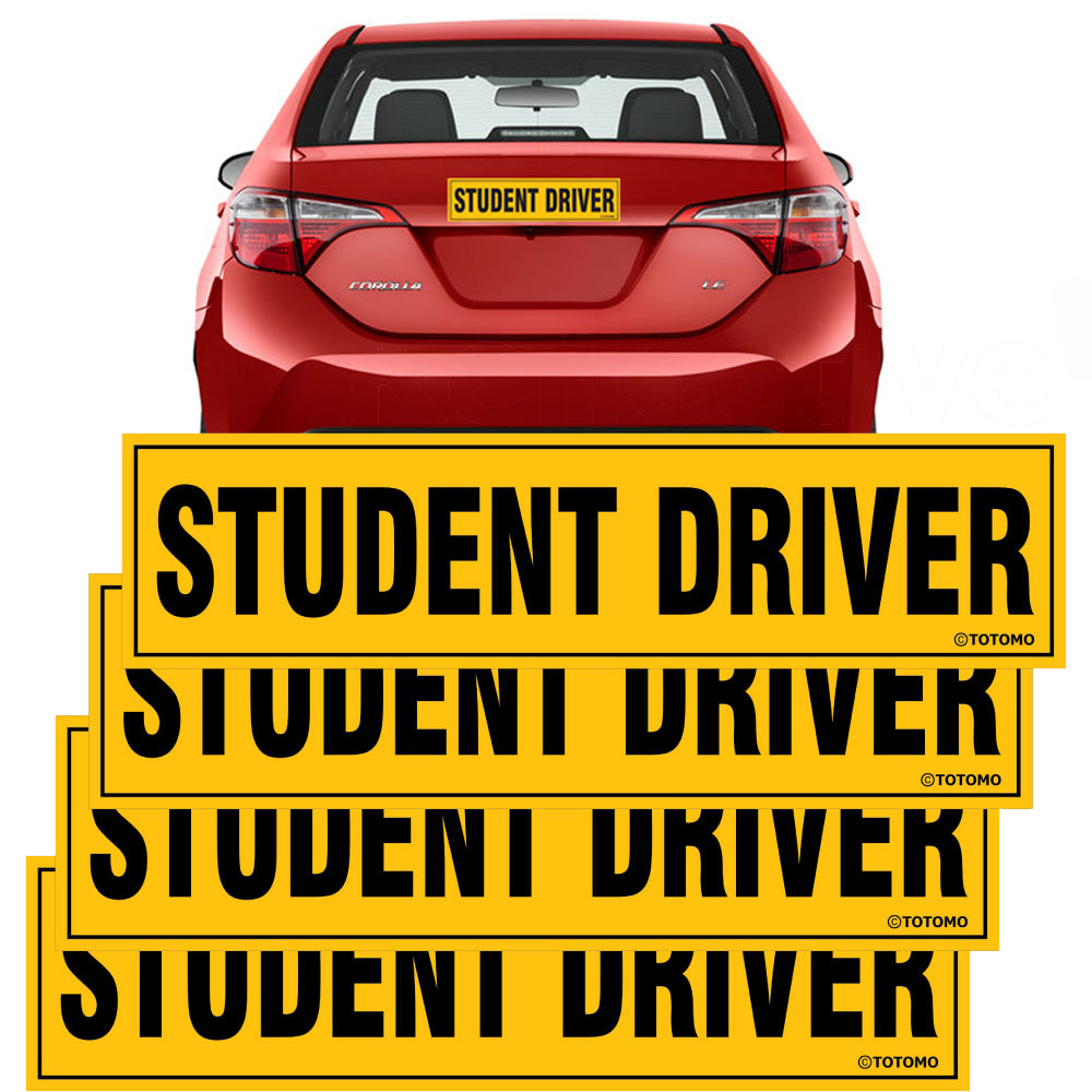 Reflective Student Driver Car Magnets, 12 x 3 Inches, 4-Pack