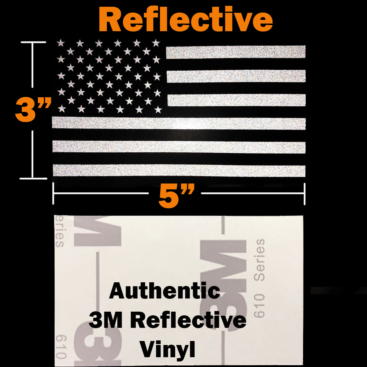 Reflective Subdued American Flag Stickers, 3-Pack