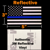 3 Pack Blue Line USA American Flag Decal 3"x5" Honoring Police Law Enforcement
