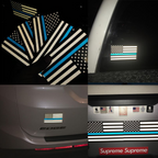 Reflective Thin Blue Line American Flag Stickers, 3-Pack