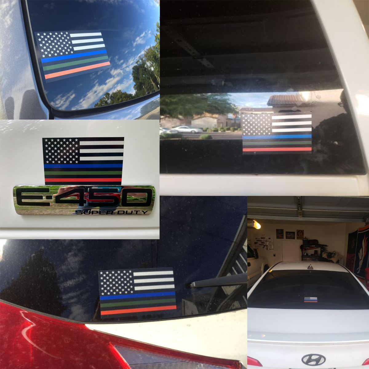 Reflective Blue, Green and Red Line American Flag Stickers, 3-Pack