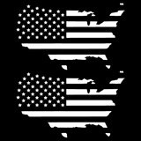 2pc American Map Subdued USA Flag Decal (Matte Black 4.3"x7")