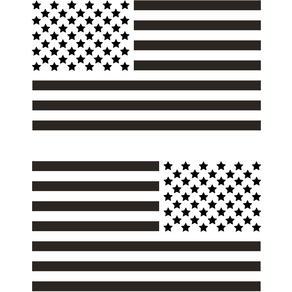 American Flag Vinyl Decals, Matte Black, 2-Pack