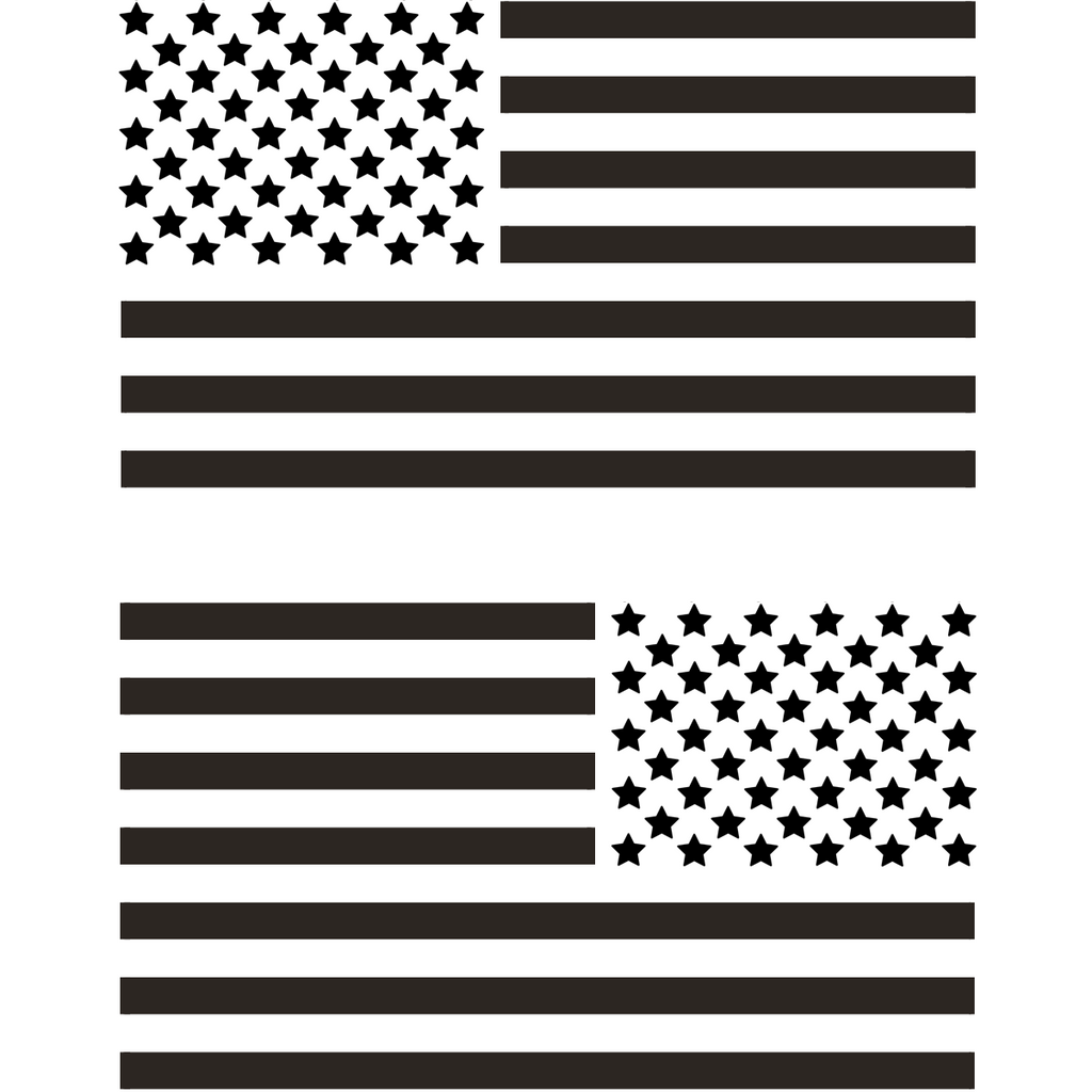 2pc Subdued USA American Flag Decal (Matte Black 4"x7")