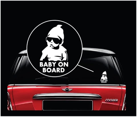 Baby on board car rear window sticker silhouette design Stock