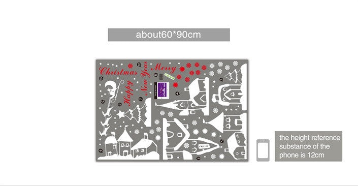 TOTOMO backing sheet layout and dimensions for Christmas town window decals