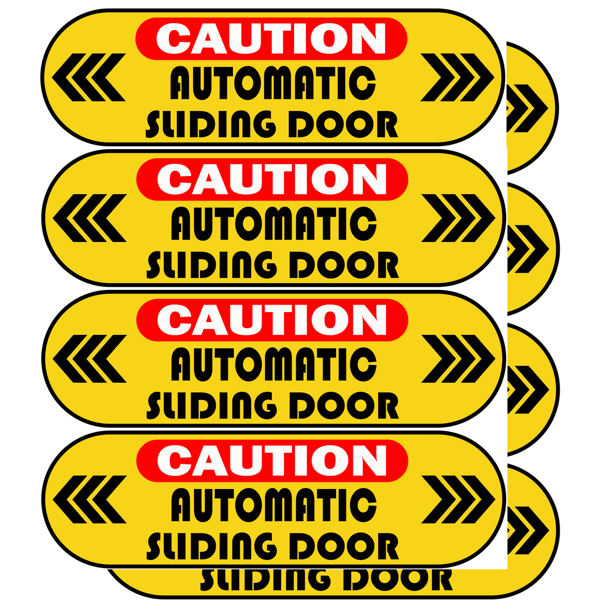 Caution Automatic Sliding Door Stickers, Double-Sided, 8-Pack