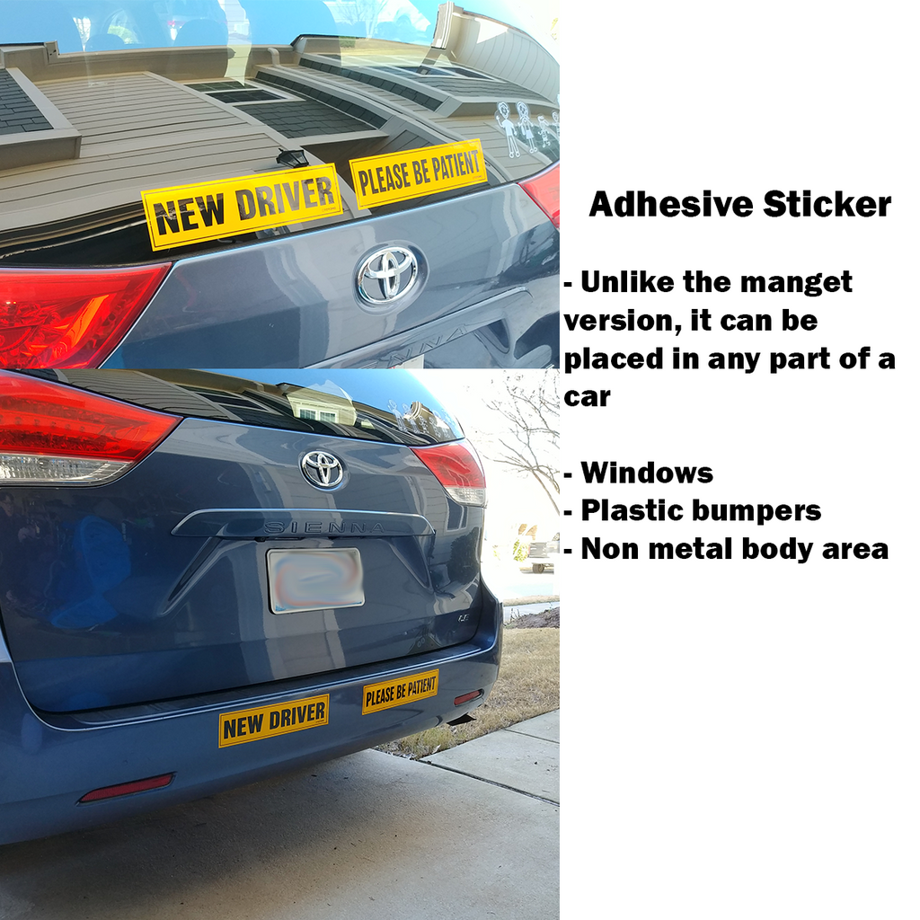 Reflective New Driver and Please Be Patient Car Stickers, 2-Pack