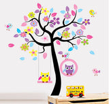 TOTOMO #W156 Owl Swing Tree Wall Decal Stickers