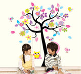 TOTOMO #W156 Owl Swing Tree Wall Decal Stickers