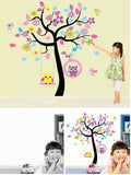 TOTOMO #W156 Owl Swing Tree Wall Decal Stickers