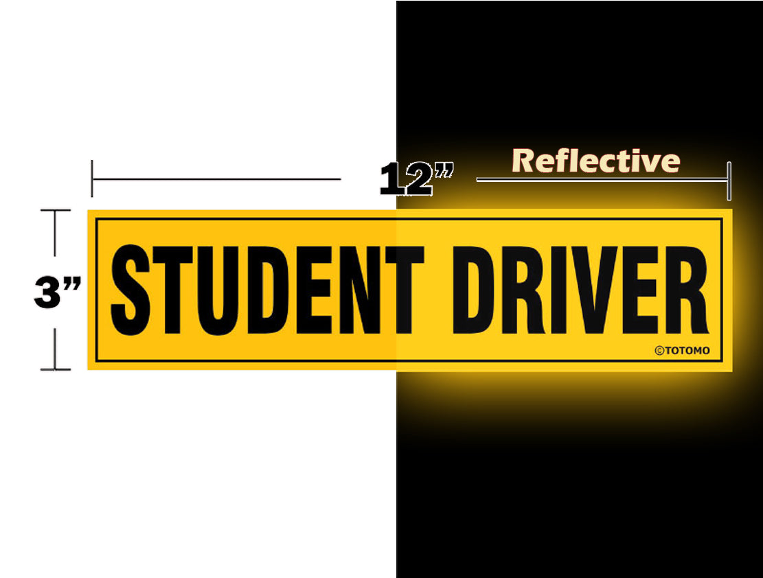 Reflective Student Driver Car Magnets, 12 x 3 Inches, 2-Pack